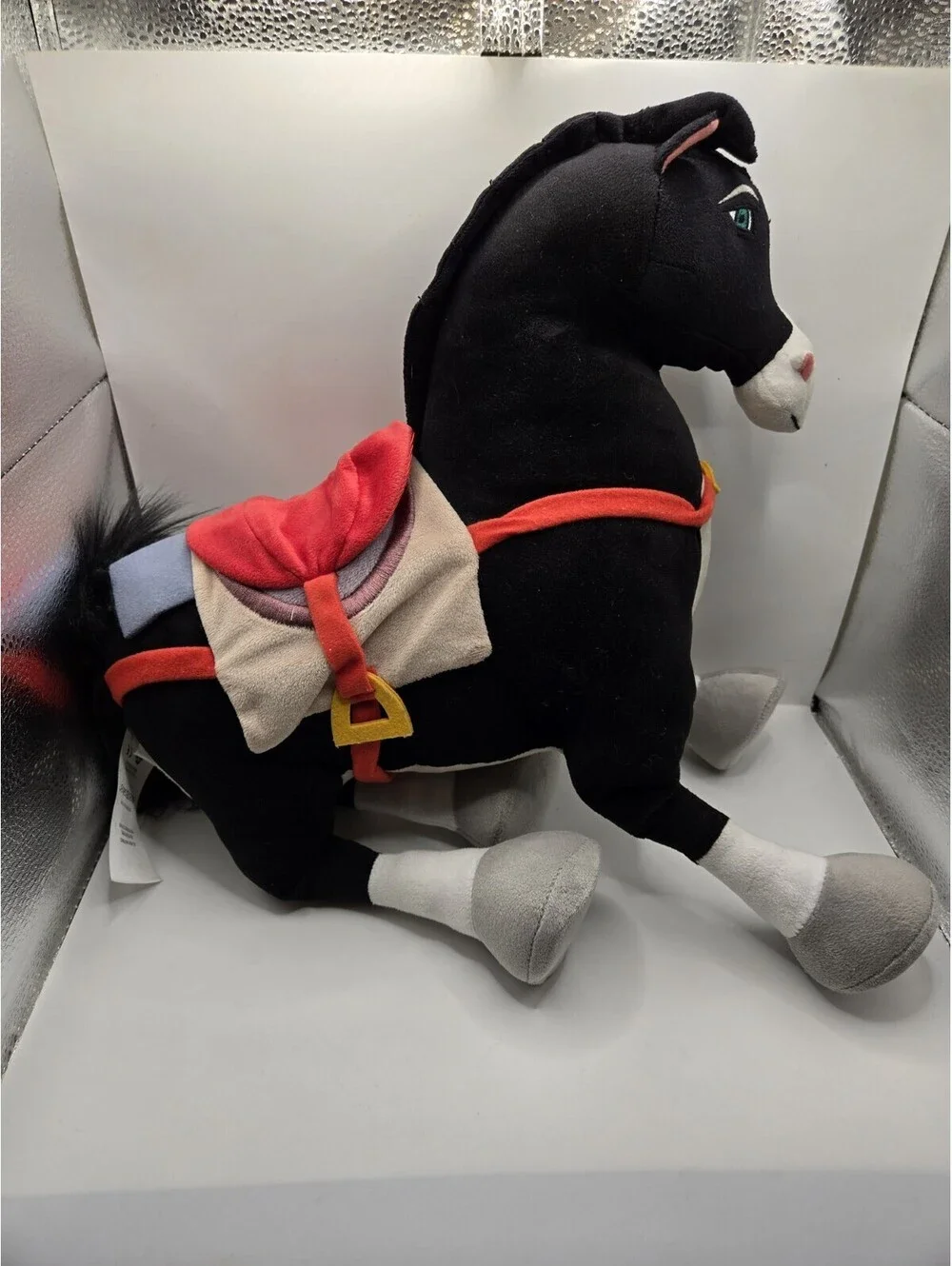 Disney Store Khan Mulan Plush Horse Black w/Saddle Stuffed Toy 15